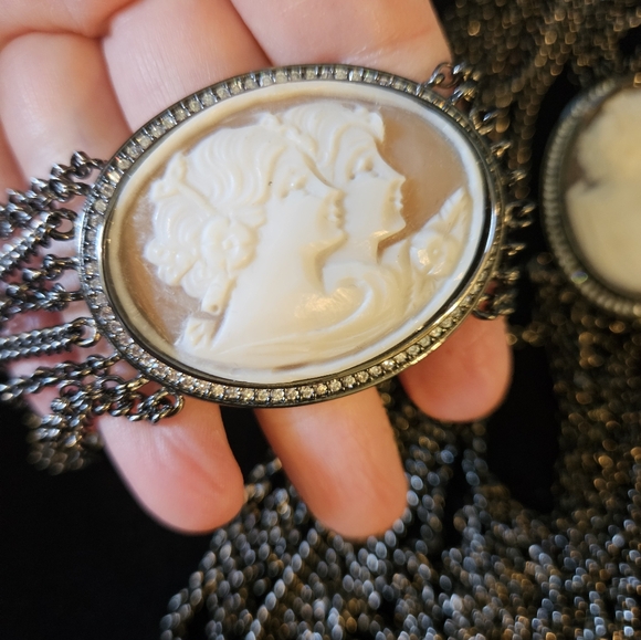 Italian Amedeo NYC Real Dual Cameo Jewelry Set - Picture 10 of 12